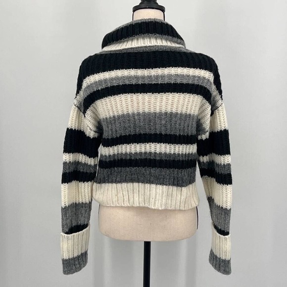 Anthropologie Striped Cowl Neck Wool Blend Chunky Crop Sweater New S - Picture 3 of 7